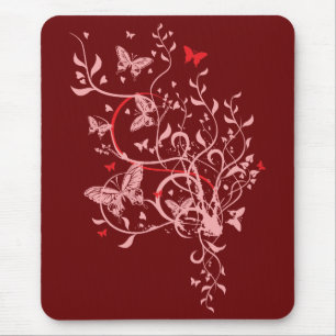 Tapis De Souris Fleurs et papillons