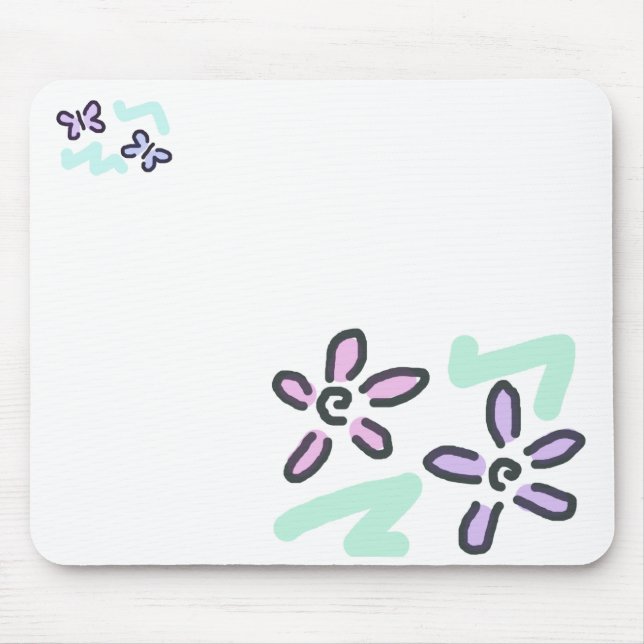 Tapis De Souris Fleurs et papillons en pastel (Devant)