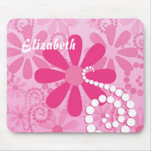 Tapis De Souris Fleurs filles roses et blanches mignonnes Motif de