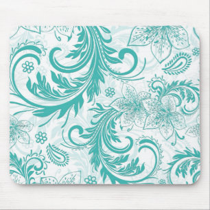 Tapis De Souris Fleurs & Fils Retro Turquoise Et Blanc