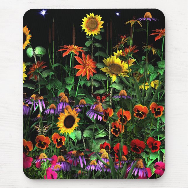 Tapis De Souris Fleurs Florales Mousepad À La Demi-Nuit 2 (Devant)