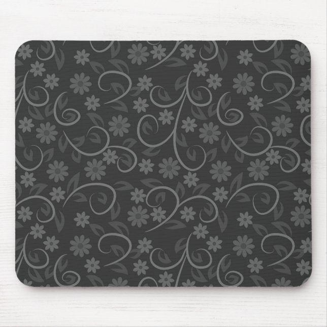 Tapis De Souris Fleurs grises mignonnes motif lancer oreiller (Devant)