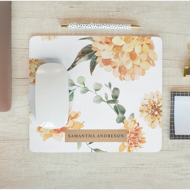 Tapis De Souris Fleurs Jaunes Modernes & Cadeau Personnalisé Kraft (Créateur téléchargé)