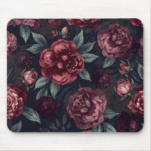Fleurs lunatiques motif aquarelle rouge foncé