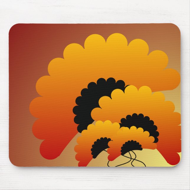 Tapis De Souris Fleurs orange et noires vives (Devant)
