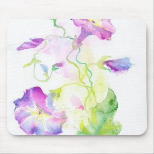 Tapis De Souris Fleurs peintes de convolvule d'aquarelle