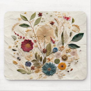 Tapis De Souris Fleurs Pressées de Jardin Bohème Fantaisiste