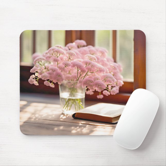 Tapis De Souris Fleurs Roses Avec Ancien Livre (Avec souris)