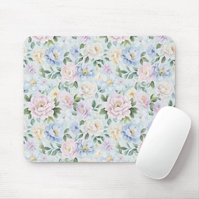 Tapis De Souris Fleurs roses bleues jaunes (Avec souris)
