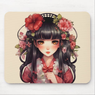 Tapis De Souris Fleurs roses d'une fille