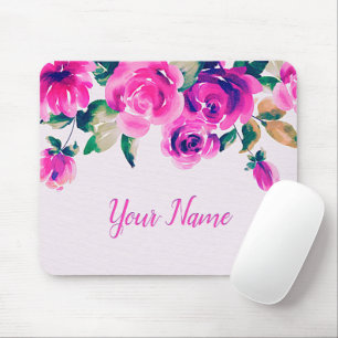 Tapis De Souris fleurs roses personnalisées
