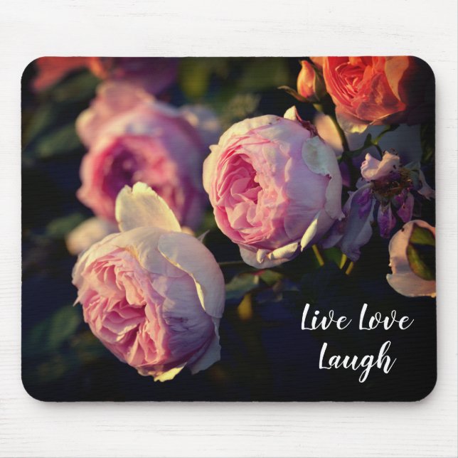 Tapis De Souris Fleurs roses roses du jardin (Devant)