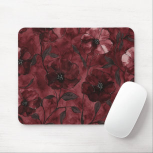 Tapis De Souris Fleurs rouges bordeaux