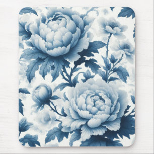 Tapis De Souris Fleurs sauvages de Chinoserie Bleue