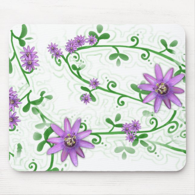 Tapis De Souris Fleurs sur des vignes Mousepad (Devant)