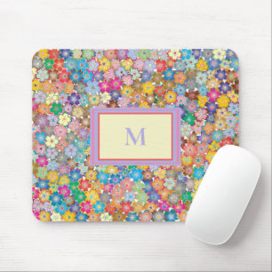 Tapis De Souris Fleurs sur mon Monogramme de bureau