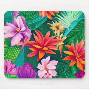 Tapis De Souris Fleurs tropicales colorées Motif