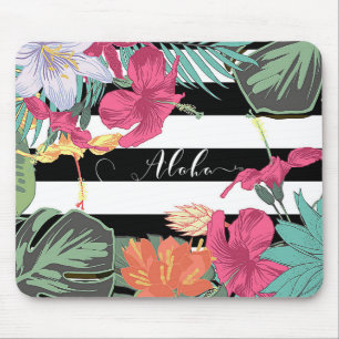 Tapis De Souris Fleurs tropicales florales feuilles chic botanique