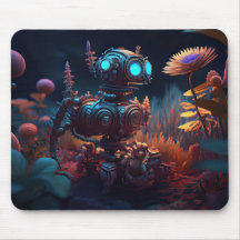 Fleurs tropicales Robot dystopique