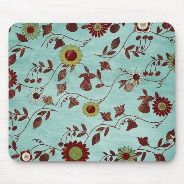 Tapis De Souris Fleurs turquoises (Devant)