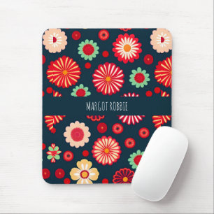 Tapis De Souris Fleurs vintages Arc-en-ciel Retro motif floral