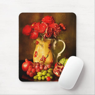 Tapis De Souris Fleurs Vintages de peinture à l'huile dans le vase