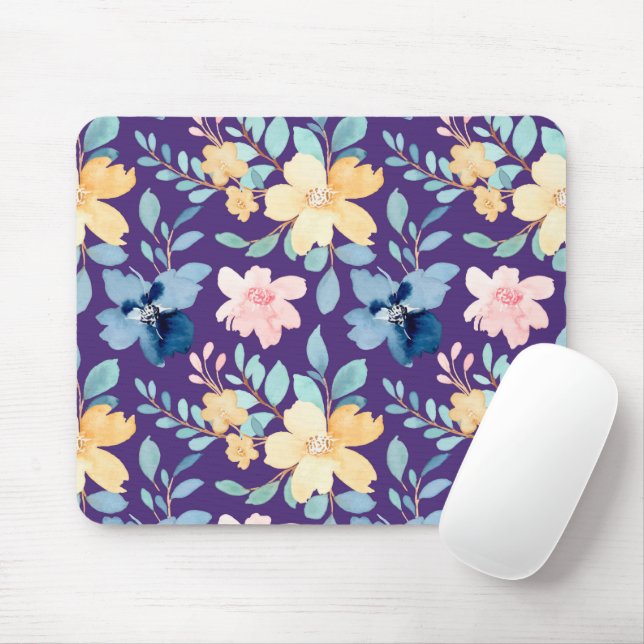 Tapis De Souris Fleurs Vintages sans couture (Avec souris)