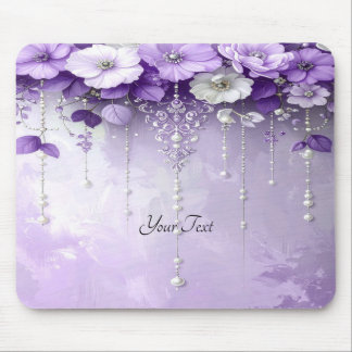 Tapis de souris Fleurs violettes avec perles qui p