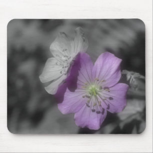 Tapis De Souris Fleurs Violettes En Mousepad Noir Et Blanc