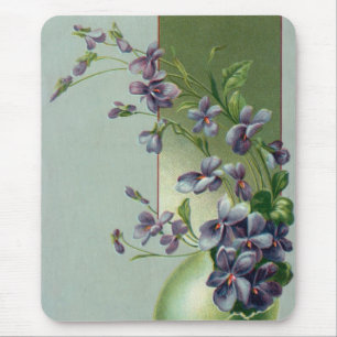 Tapis De Souris Fleurs violettes fleuries vintage dans un œuf de P