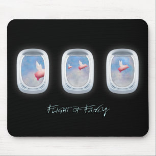 Tapis De Souris Flight of Fancy-Pigs fly past airplane windows