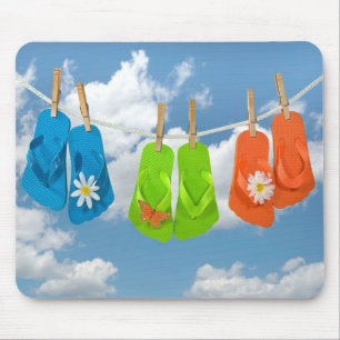Tapis De Souris Flip-Flops Sur Clothesline