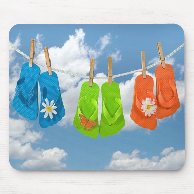 Tapis De Souris Flip-Flops Sur Clothesline (Devant)