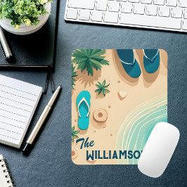 Tapis De Souris Flip Flops sur le Monogramme de plage