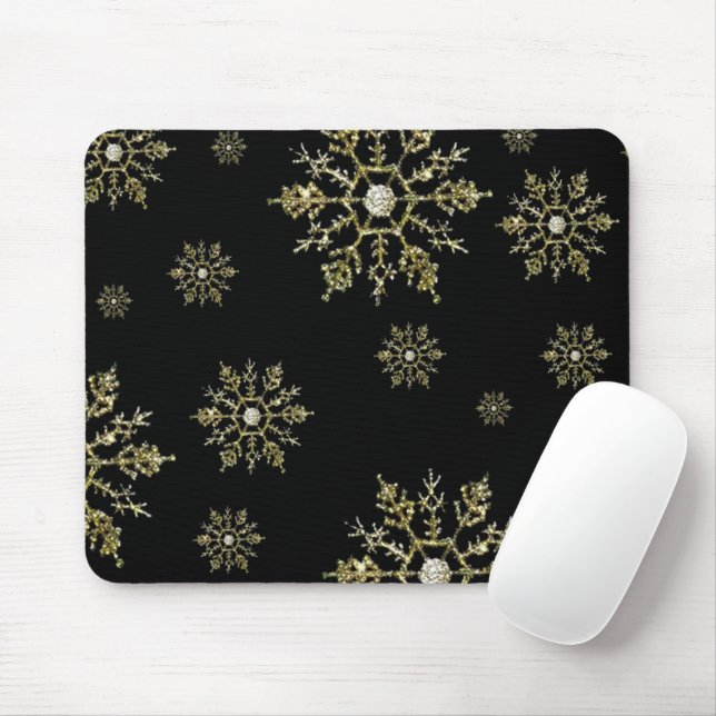 Tapis De Souris Flocon de neige en argent de Noël Mousepad (Avec souris)