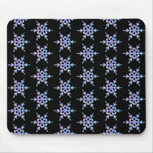 Tapis De Souris Flocons de neige, cristal iridescent pastel sur fo