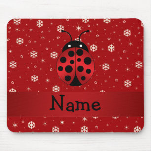 Tapis De Souris Flocons de neige nommés personnalisés de rouge d