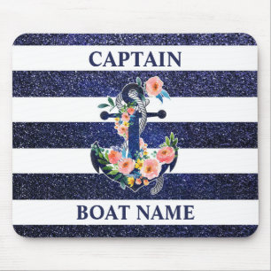 Tapis De Souris Floral anchor on striped background