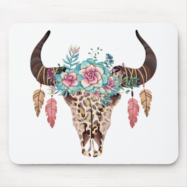 Tapis De Souris Floral Bull Empreinte de léopard occidental (Devant)
