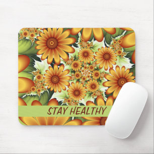 Tapis De Souris Floral Dream, Modern Abstract Flower Fractal Text