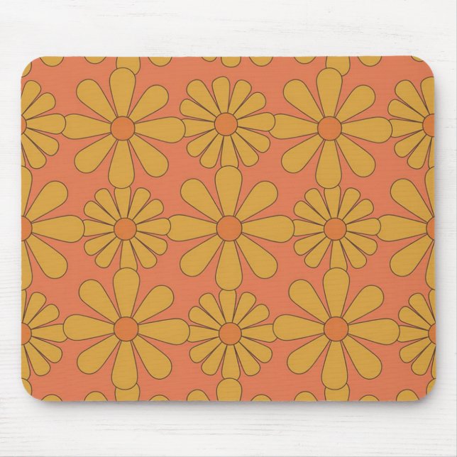 Tapis de souris floral Fleur Power Rétro 70s Daisy (Devant)