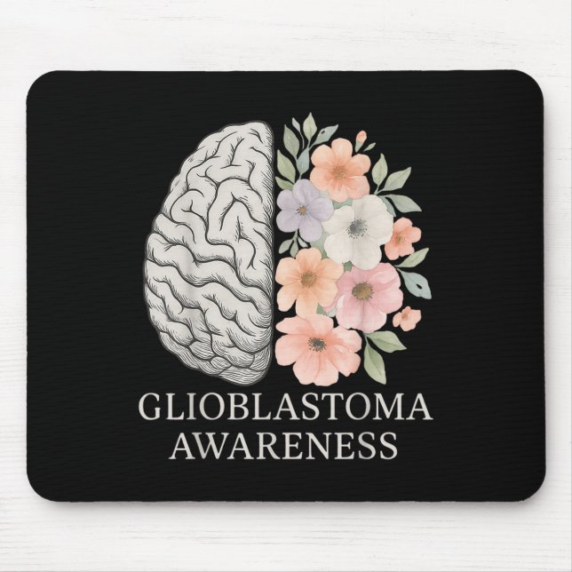 Tapis De Souris Floral Glioblastoma Mois de sensibilisation Cancer (Devant)