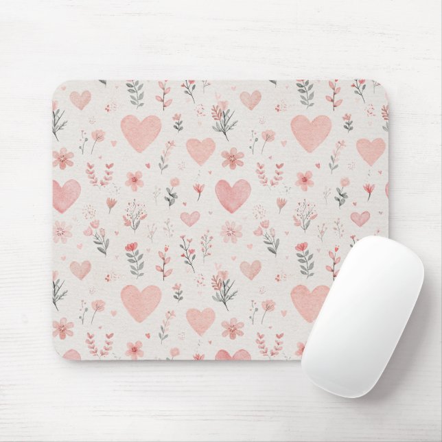 Tapis De Souris Floral Hearts Mouse Pad (Avec souris)