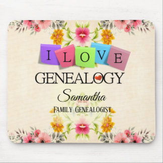 Tapis De Souris Floral J'aime la généalogie Mousepad