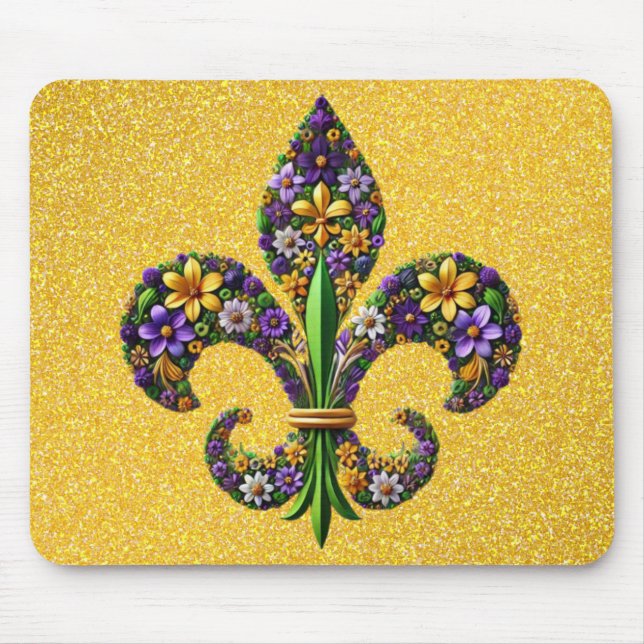 Tapis De Souris Floral Mardi Gras fleur de lis (Devant)