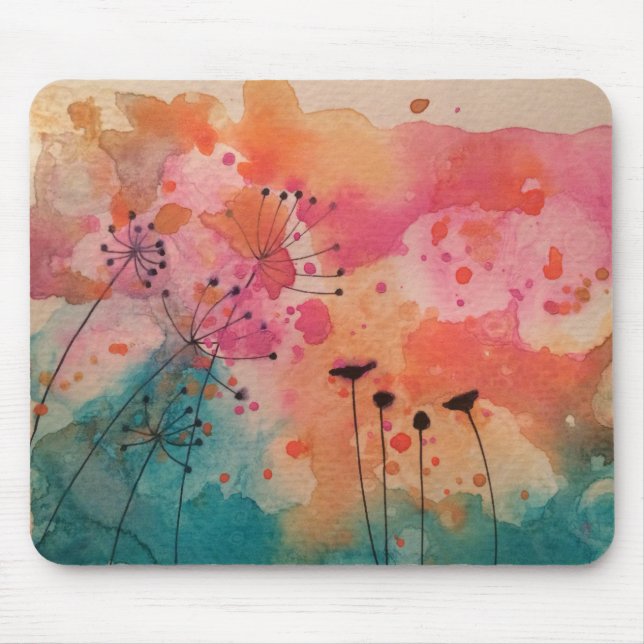 Tapis de souris floral Mousepad d'art d'aquarelle (Devant)