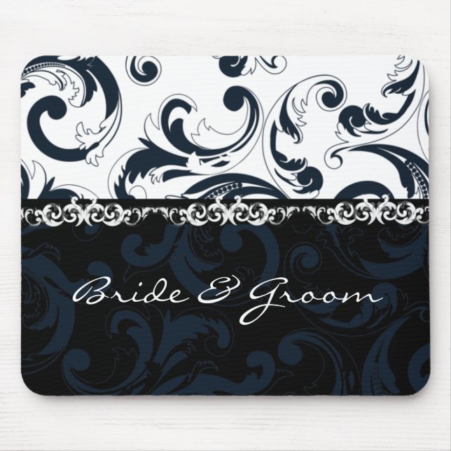 Tapis De Souris Floral noir et blanc (Devant)