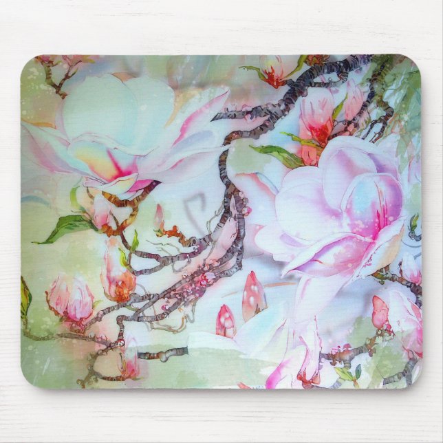 Tapis De Souris Floral rose blanc d'orchidées japonaises (Devant)