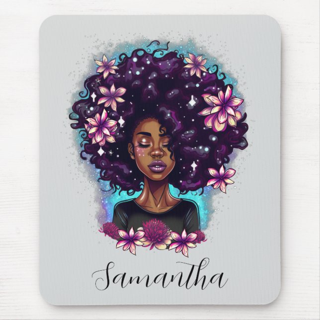 Tapis De Souris Floral Sparkling Afro Femme (Devant)