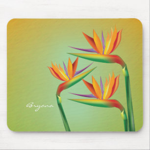 Tapis de souris floral tropical oiseau de paradis